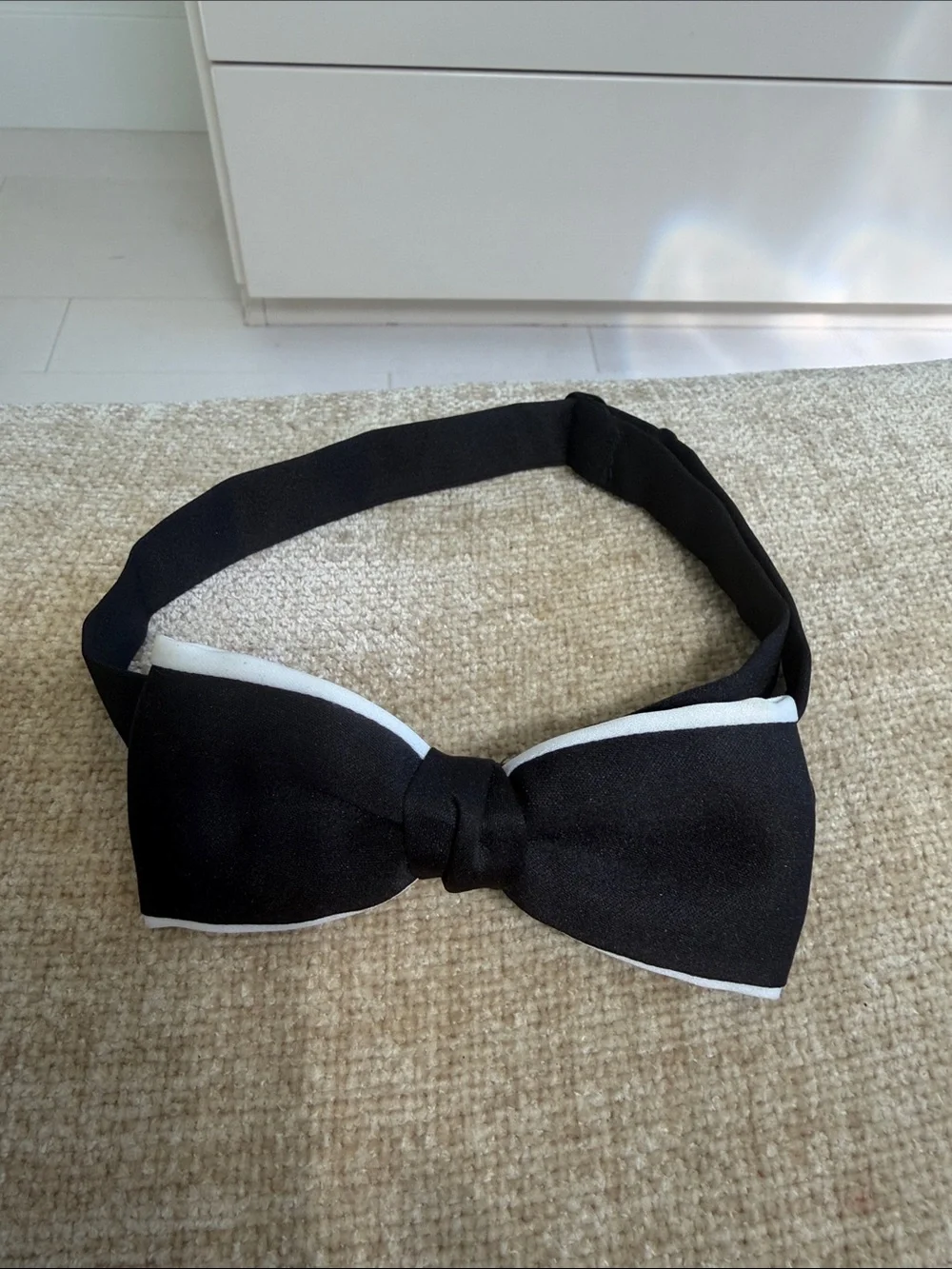 Classic Black Bow Tie with White Trim - Men